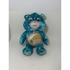 Care Bears Wish Bear Glow In The Dark Tie Dye Celestial Blue Gold Plush 14 inch